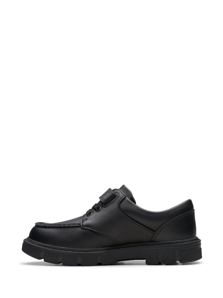 Clarks Black Leather Standard Fit (F) Younger Boys Lorcam Edge Shoes - Image 2 of 7