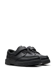 Clarks Black Leather Standard Fit (F) Younger Boys Lorcam Edge Shoes - Image 4 of 7