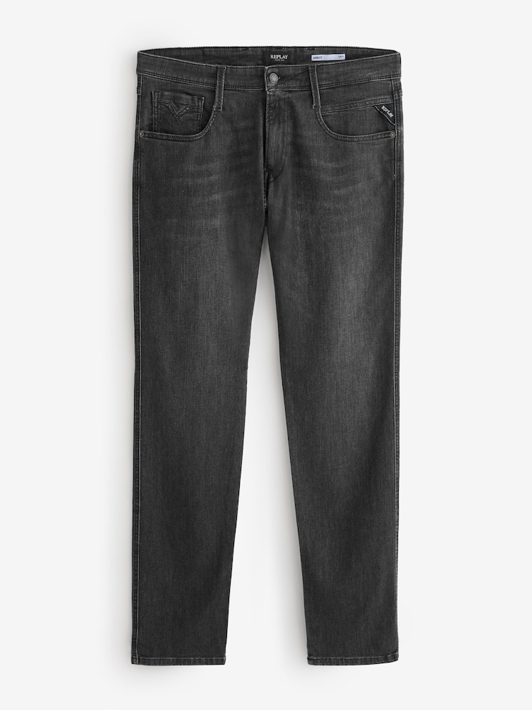 Replay Dark Grey Slim Fit Anbass Powerstretch Jeans - Image 1 of 1