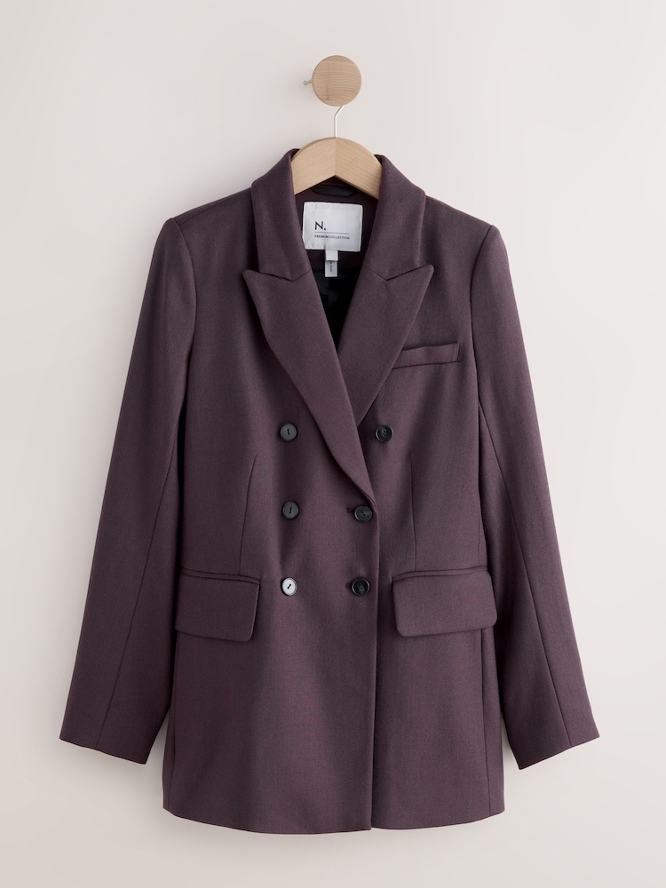 Purple N.Premium Wool Blend Twill Blazer - Image 1 of 4 Purple N.Premium Wool Blend Twill Blazer - Image 1 of 4