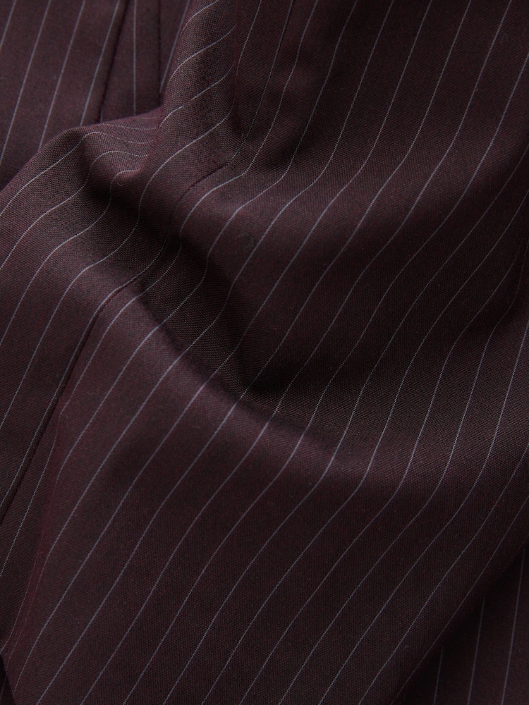 Burgundy Striped Relaxed Ruched Sleeve Blazer - Image 9 of 9