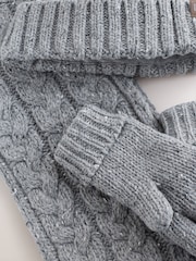Grey Cable Knit Hat Gloves & Scarf 3 Piece Set (3-16yrs) - Image 2 of 4