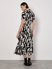 Apricot Black Square Brushstrokes Utility Dress - Image 4 of 4