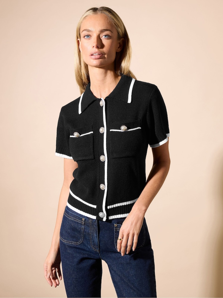Star by Julien MacDonald Black Button Tipped Cardigan - Image 2 of 6