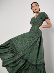Apricot Green Dreamcatcher Print Maxi Dress - Image 2 of 5