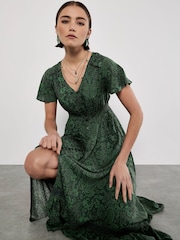 Apricot Green Dreamcatcher Print Maxi Dress - Image 5 of 5
