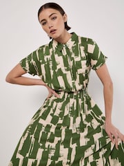 Apricot Green Square Brushstrokes Utility Dress - Image 2 of 4