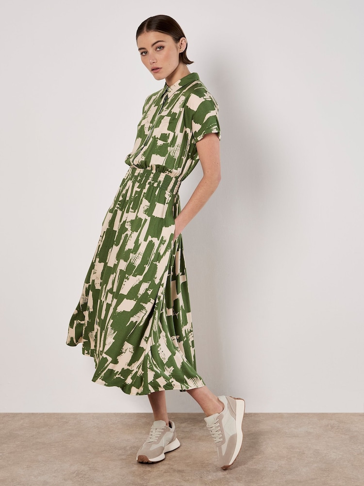 Apricot Green Square Brushstrokes Utility Dress - Image 4 of 4