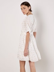 Apricot White Ikat Diamond Foil Wrap Dress - Image 4 of 4