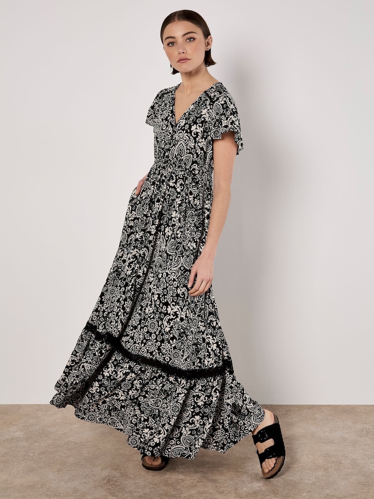 Apricot Black Dreamcatcher Print Maxi Dress - Image 2 of 5