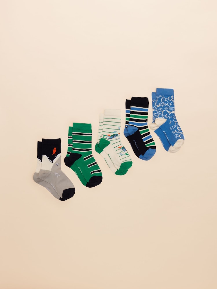 Joules Eat Feet Multi Navy Pack of Five Socks - Image 1 of 3
