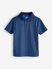 Under Armour Navy Matchplay Printed Polo Shirt - Image 1 of 1