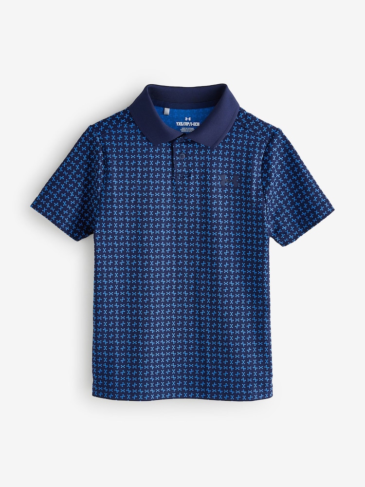 Under Armour Navy Matchplay Printed Polo Shirt - Image 1 of 1