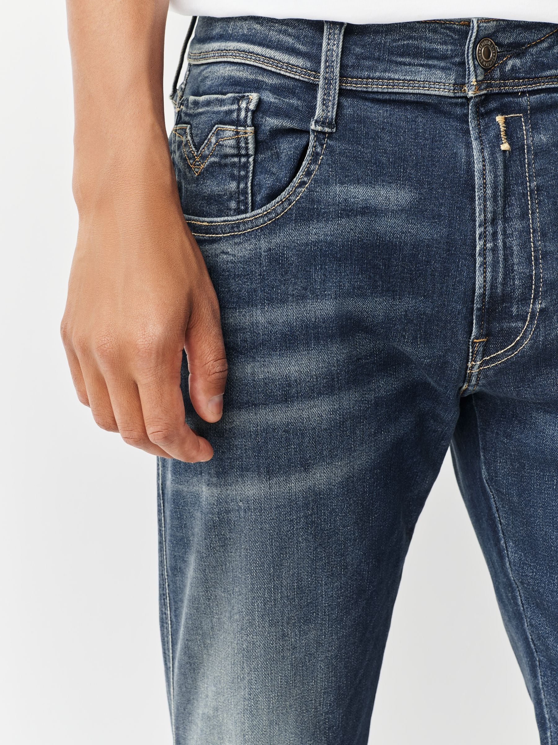 Buy Replay Denim Dark Blue Dust Slim Fit Anbass Hyperflex Jeans