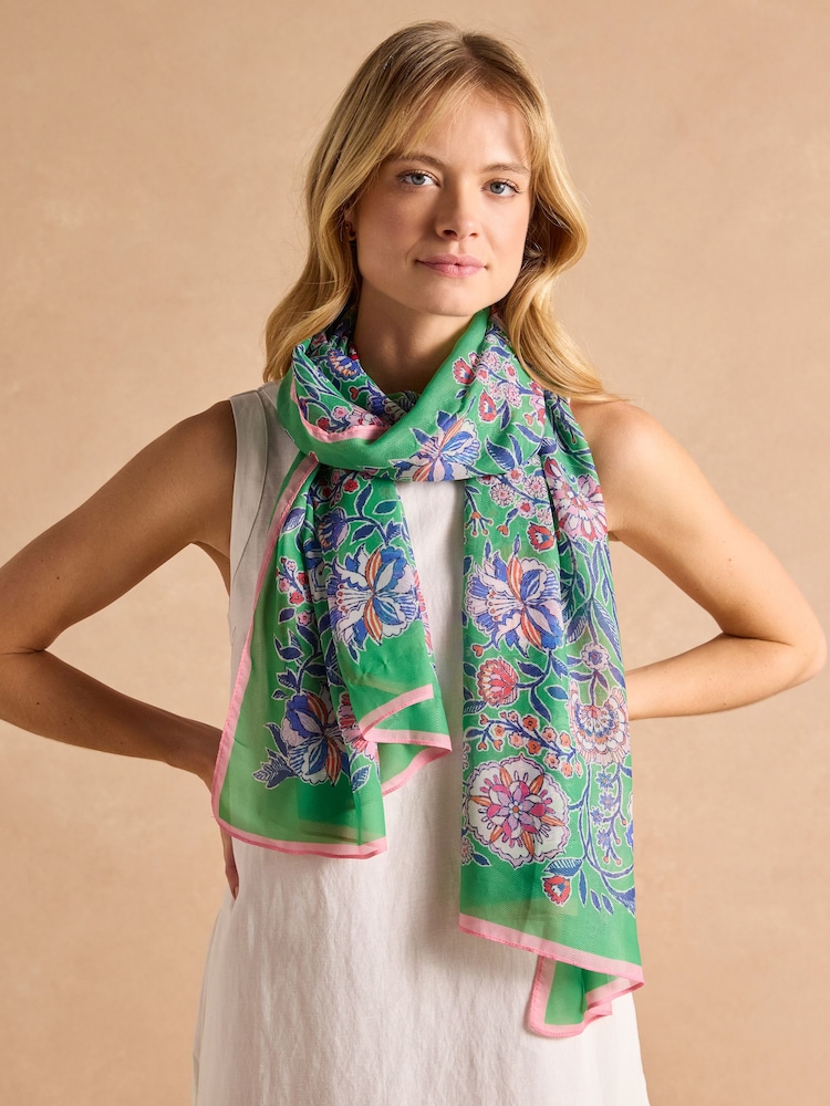 Joules Abberton Green Lightweight Scarf - Image 1 of 7