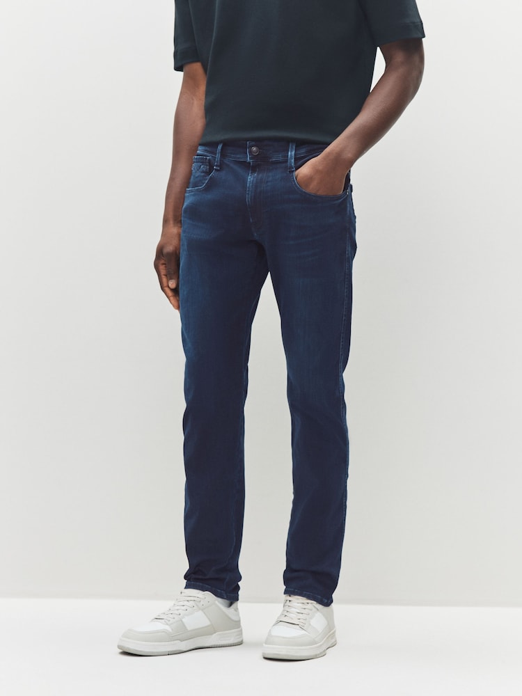 Replay Denim Dark Wash Eco Plus Slim Fit Anbass Hyperflex Jeans - Image 1 of 5 Replay Denim Dark Wash Eco Plus Slim Fit Anbass Hyperflex Jeans - Image 1 of 5