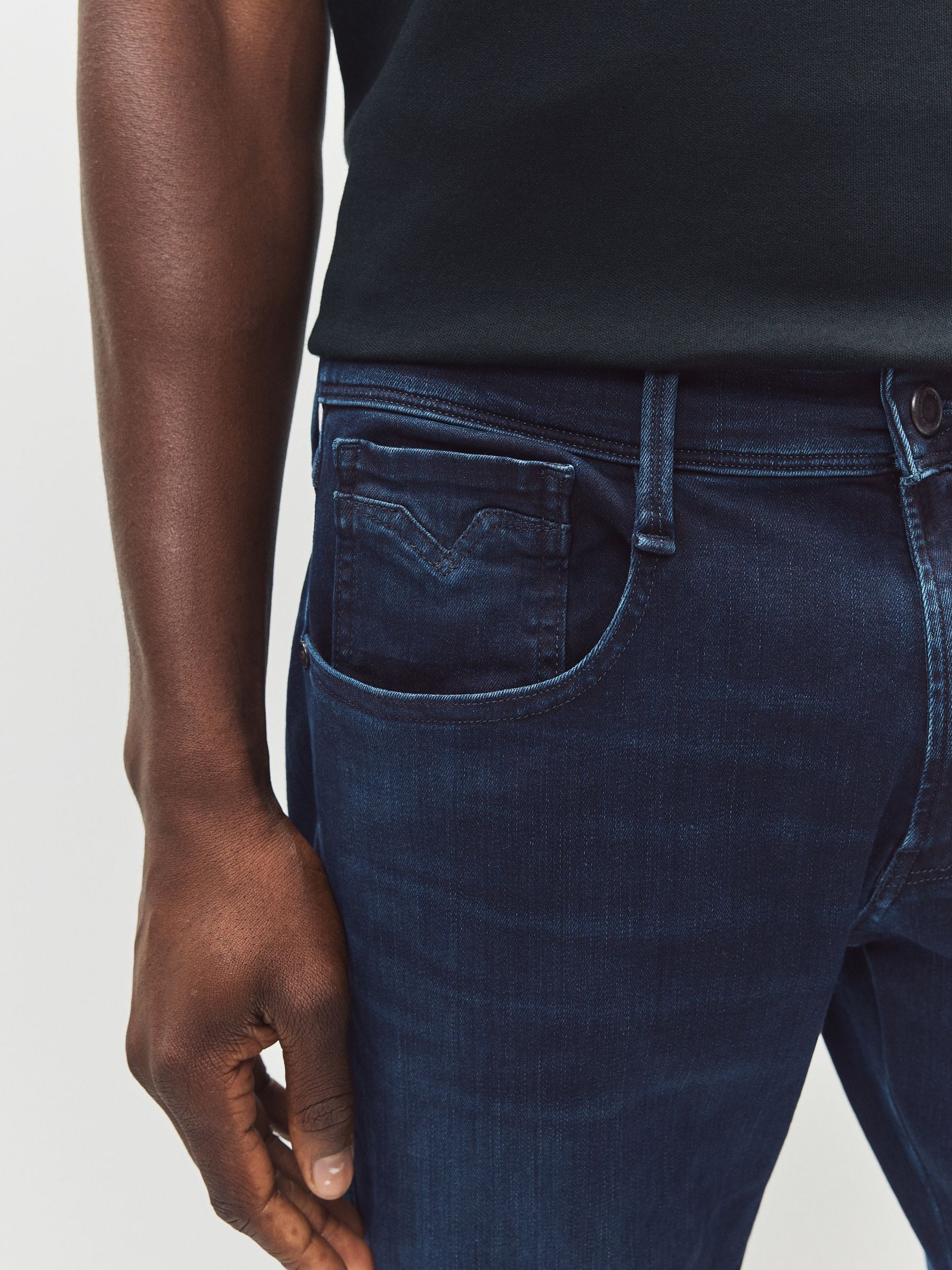 Buy Replay Denim Dark Wash Slim Fit Anbass Hyperflex Jeans from