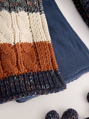 Navy Blue/Rust Orange Hat Scarf & Gloves Set 3 Piece (3-16yrs) - Image 2 of 4