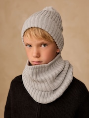 Charcoal Grey Pom Beanie Hat & Snood 2 Piece Set (1-16yrs) - Image 1 of 6