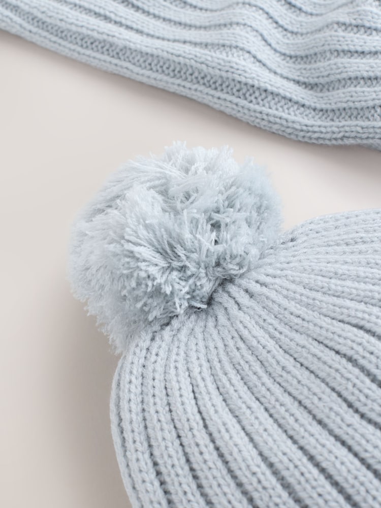 Charcoal Grey Pom Beanie Hat & Snood 2 Piece Set (1-16yrs) - Image 6 of 6