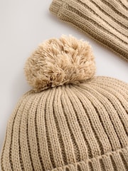 Neutral Pom Beanie Hat & Snood 2 Piece Set (1-16yrs) - Image 2 of 4
