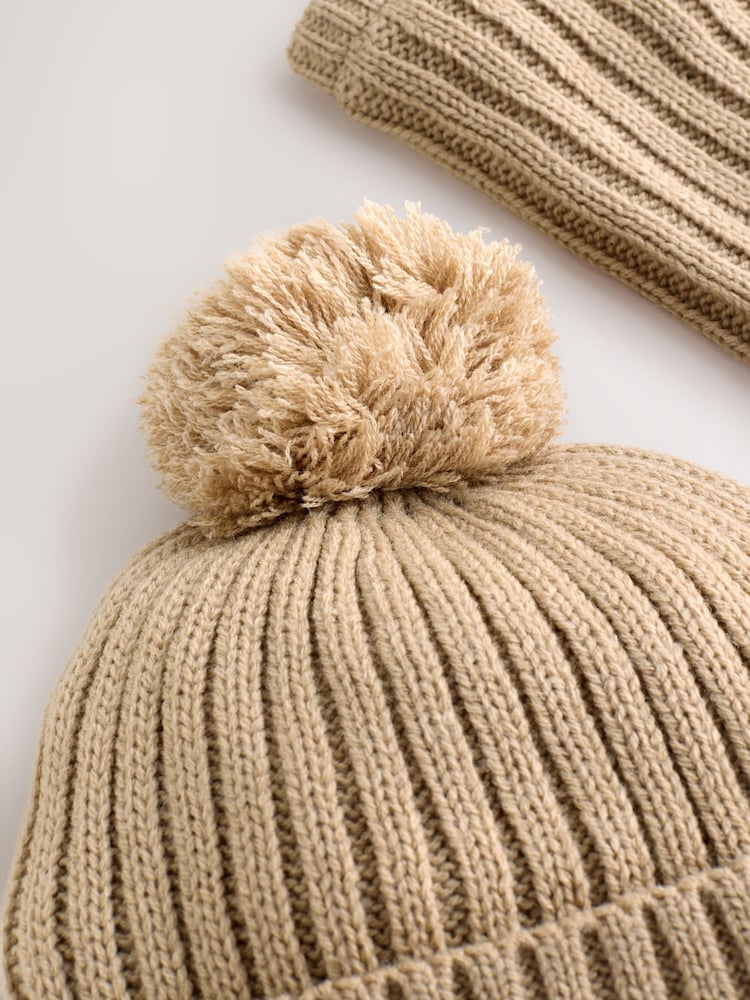 Neutral Pom Beanie Hat & Snood 2 Piece Set (1-16yrs) - Image 2 of 4