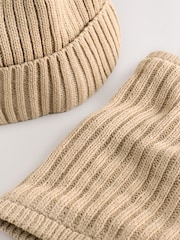 Neutral Pom Beanie Hat & Snood 2 Piece Set (1-16yrs) - Image 4 of 4