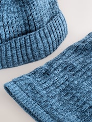 Blue Pom Beanie Hat & Snood 2 Piece Set (1-16yrs) - Image 4 of 4