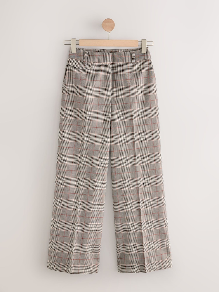 Castanho - Checked Wide Leg Trousers - Imagem 1 de 3