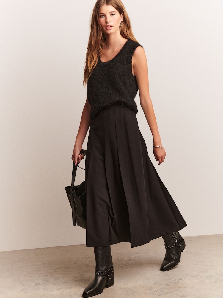 Black Pleated Midi Length Kilt Skirt - Image 2 of 5