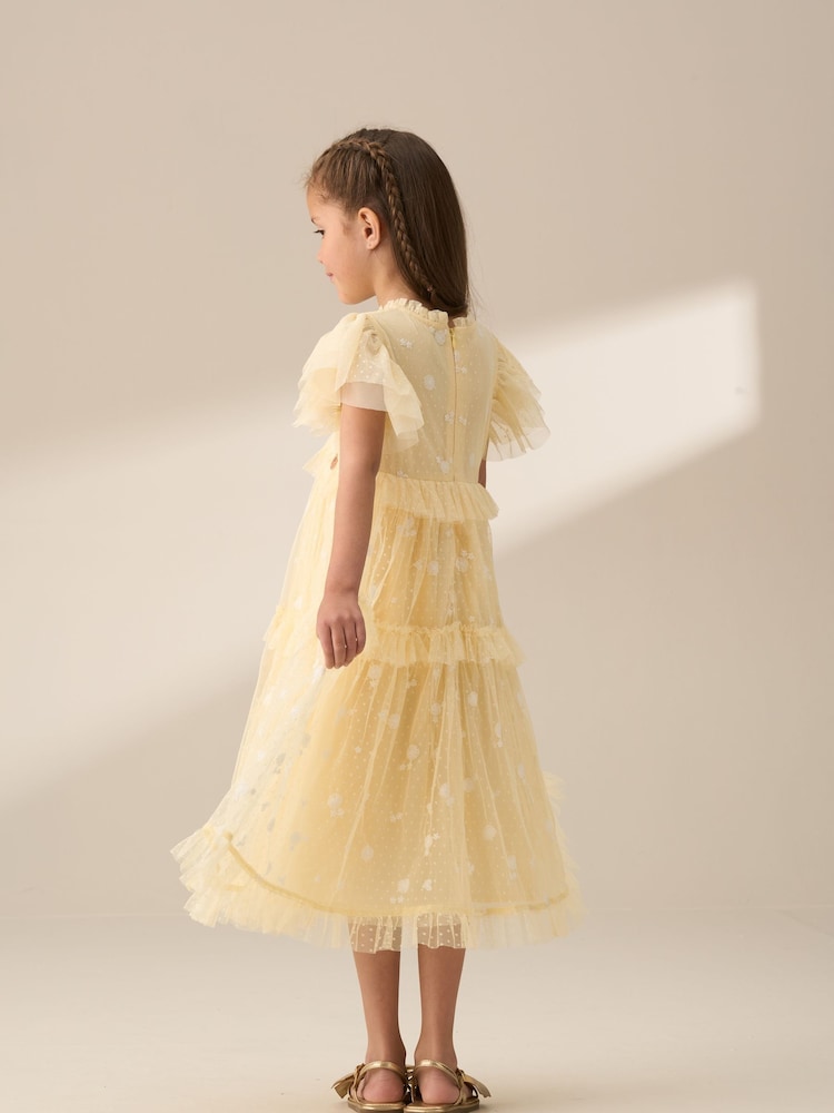 Angel & Rocket Yellow Luisa Sunshine Embroidered Mesh Dress - Image 2 of 9