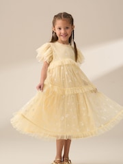 Angel & Rocket Yellow Luisa Sunshine Embroidered Mesh Dress - Image 4 of 9