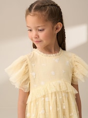 Angel & Rocket Yellow Luisa Sunshine Embroidered Mesh Dress - Image 5 of 9