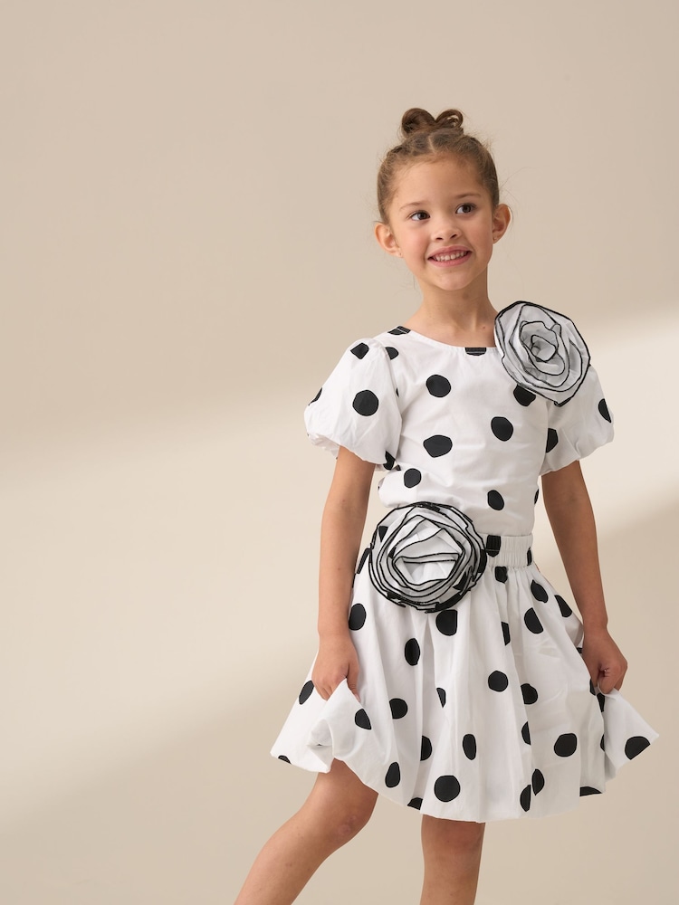 Angel & Rocket White Amari Spotty Corsage 100% Cotton Top - Image 2 of 6