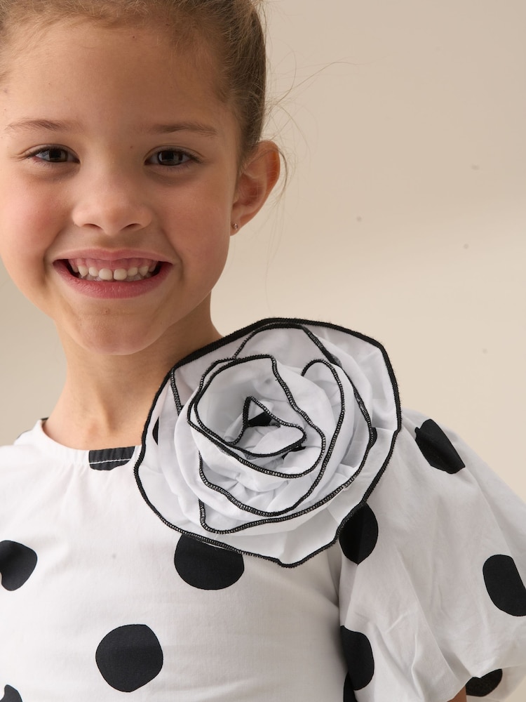 Angel & Rocket White Amari Spotty Corsage 100% Cotton Top - Image 3 of 6