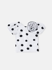 Angel & Rocket White Amari Spotty Corsage 100% Cotton Top - Image 4 of 6