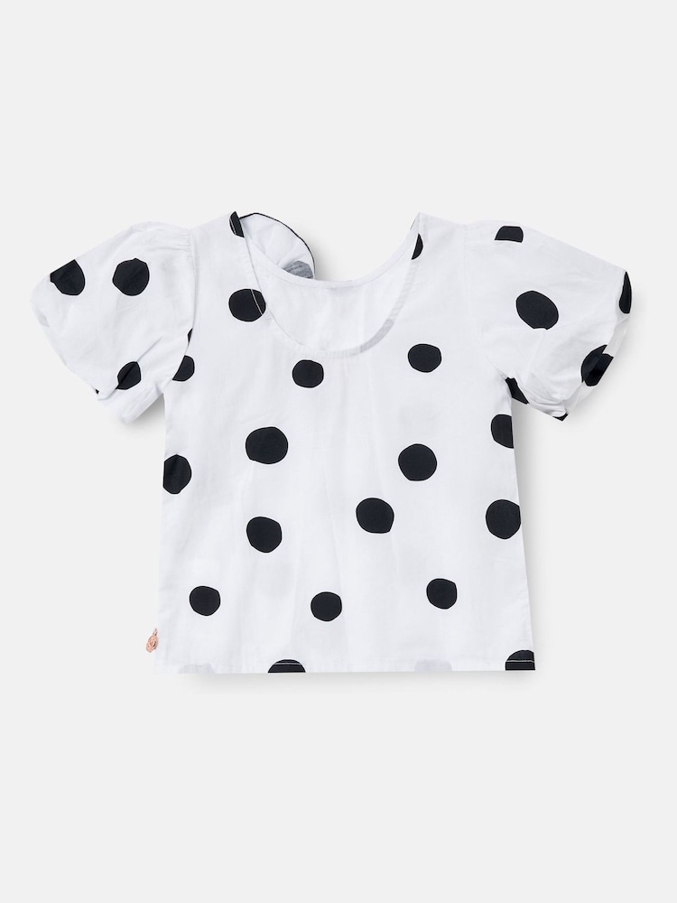Angel & Rocket White Amari Spotty Corsage 100% Cotton Top - Image 5 of 6