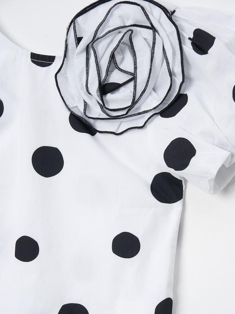 Angel & Rocket White Amari Spotty Corsage 100% Cotton Top - Image 6 of 6