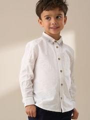 Angel & Rocket Off White Chase Orange Colour Block Smart 100% Cotton Shirt - Image 1 of 7