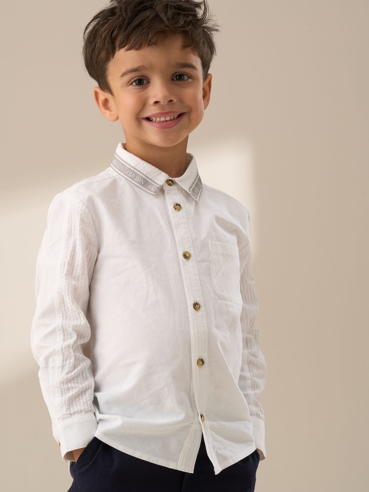 Angel & Rocket Off White Chase Orange Colour Block Smart 100% Cotton Shirt - Image 2 of 7