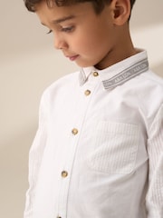 Angel & Rocket Off White Chase Orange Colour Block Smart 100% Cotton Shirt - Image 3 of 7