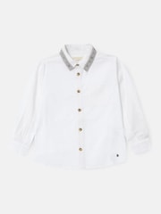 Angel & Rocket Off White Chase Orange Colour Block Smart 100% Cotton Shirt - Image 5 of 7