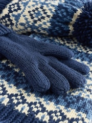 Blue/White Fairisle Hat Scarf & Gloves Set 3 Piece (3-16yrs) - Image 3 of 4