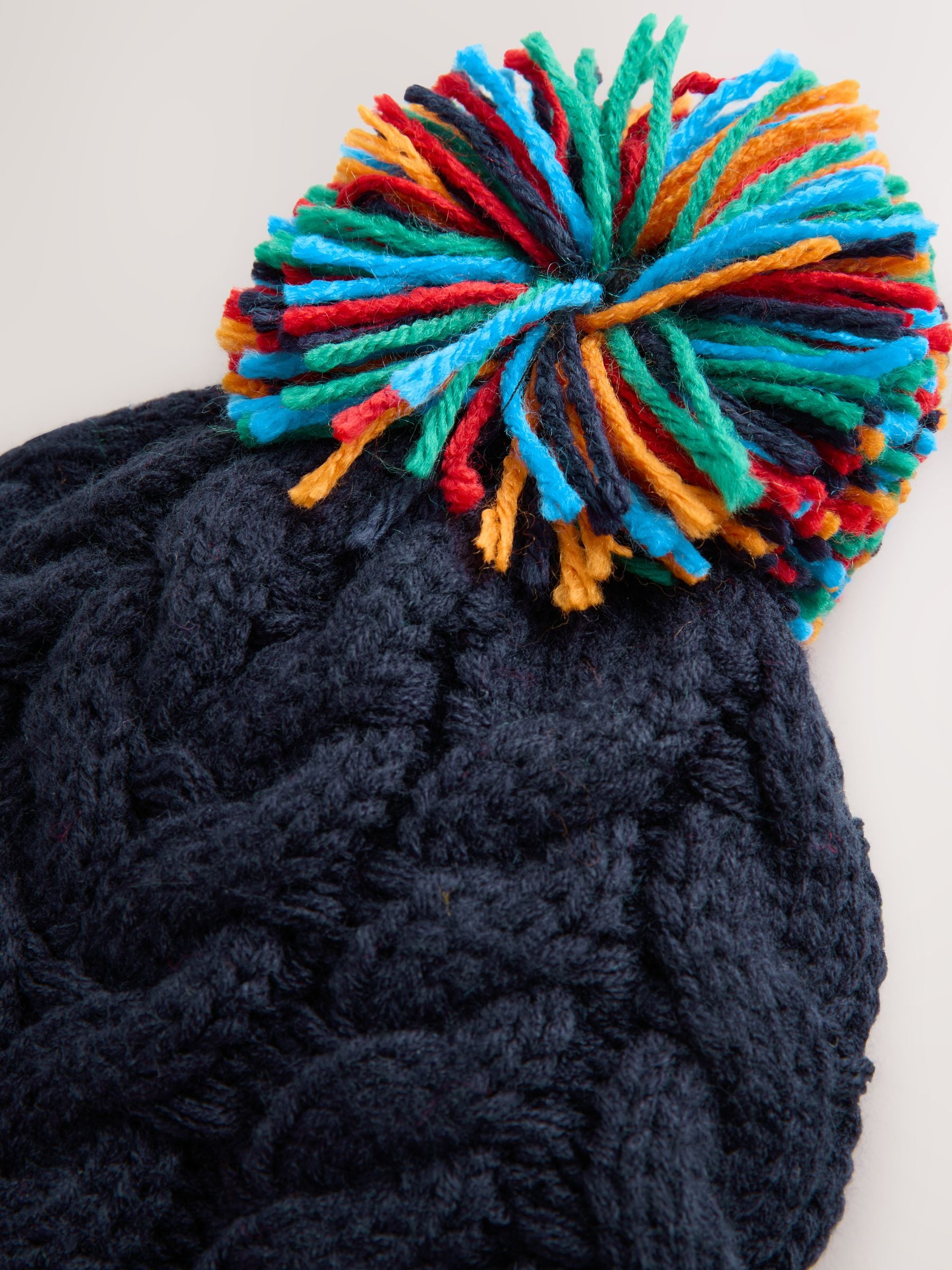 Buy Navy with Rainbow Rib Hat Scarf & Gloves Set 3 Piece (3-16yrs