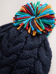 Navy with Rainbow Rib Hat Scarf & Gloves Set 3 Piece (3-16yrs) - Image 3 of 5