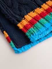 Navy with Rainbow Rib Hat Scarf & Gloves Set 3 Piece (3-16yrs) - Image 5 of 5