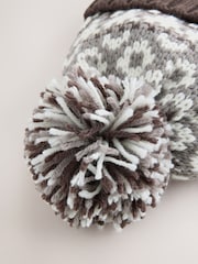 Mocha Brown Fairisle Pom Beanie Hat (3mths-16yrs) - Image 2 of 3