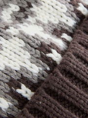 Mocha Brown Fairisle Pom Beanie Hat (3mths-16yrs) - Image 3 of 3