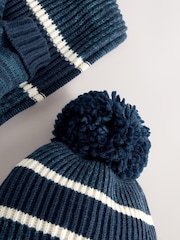 Blue/White Stripe Hat Scarf & Gloves Set 3 Piece (3-16yrs) - Image 5 of 6