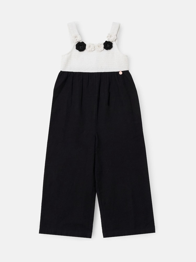 Angel & Rocket Black Illiana Crochet Linen Jumpsuit - Image 4 of 6